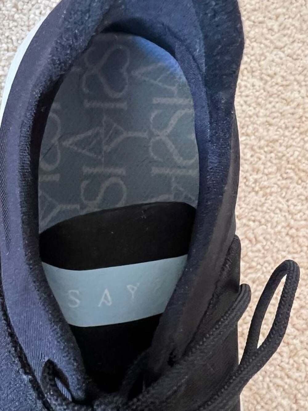 Saysh One Shoes Womens Sz 7.5 Black White Gum Lightweight Allyson Felix Sneakers - Picture 4 of 6